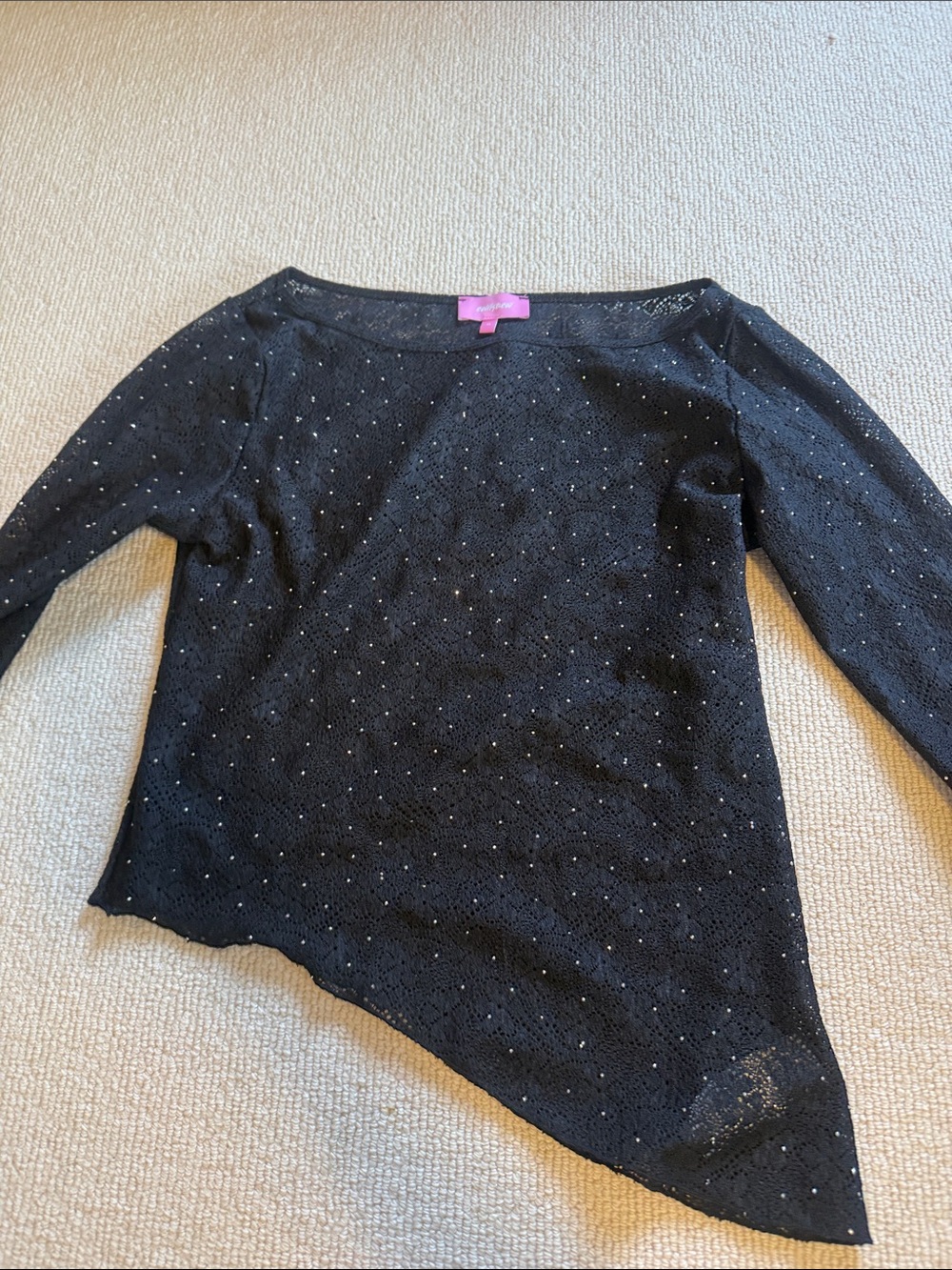 Women’s ' Edikted Long-Sleeve Asymmetric Top with Sparkle